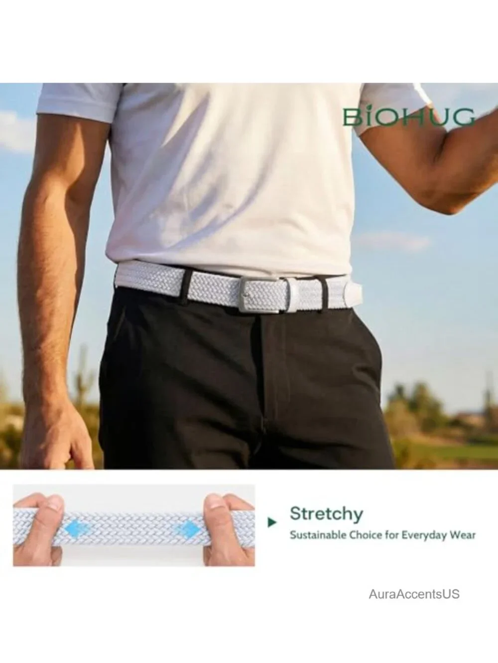 Eco-Friendly Recycled Fabric Stretch Woven Belt for Jeans Golf